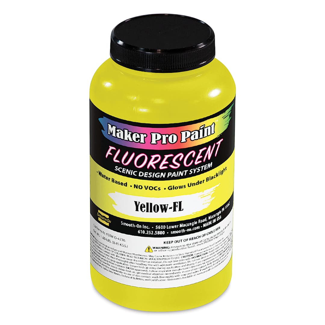 Open in modal - Smooth-On Maker Pro Acrylic-Urethane Paint - Fluorescent Yellow, 16 oz