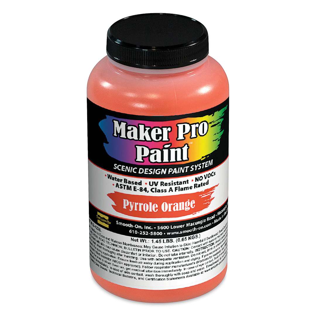 Open in modal - Smooth-On Maker Pro Acrylic-Urethane Paint - Pyrrole Orange, 16 oz