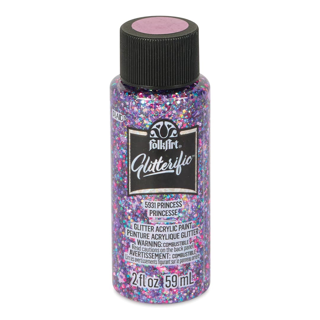 Open in modal - FolkArt Glitterific Acrylic Paint - Princess, 2 oz - front