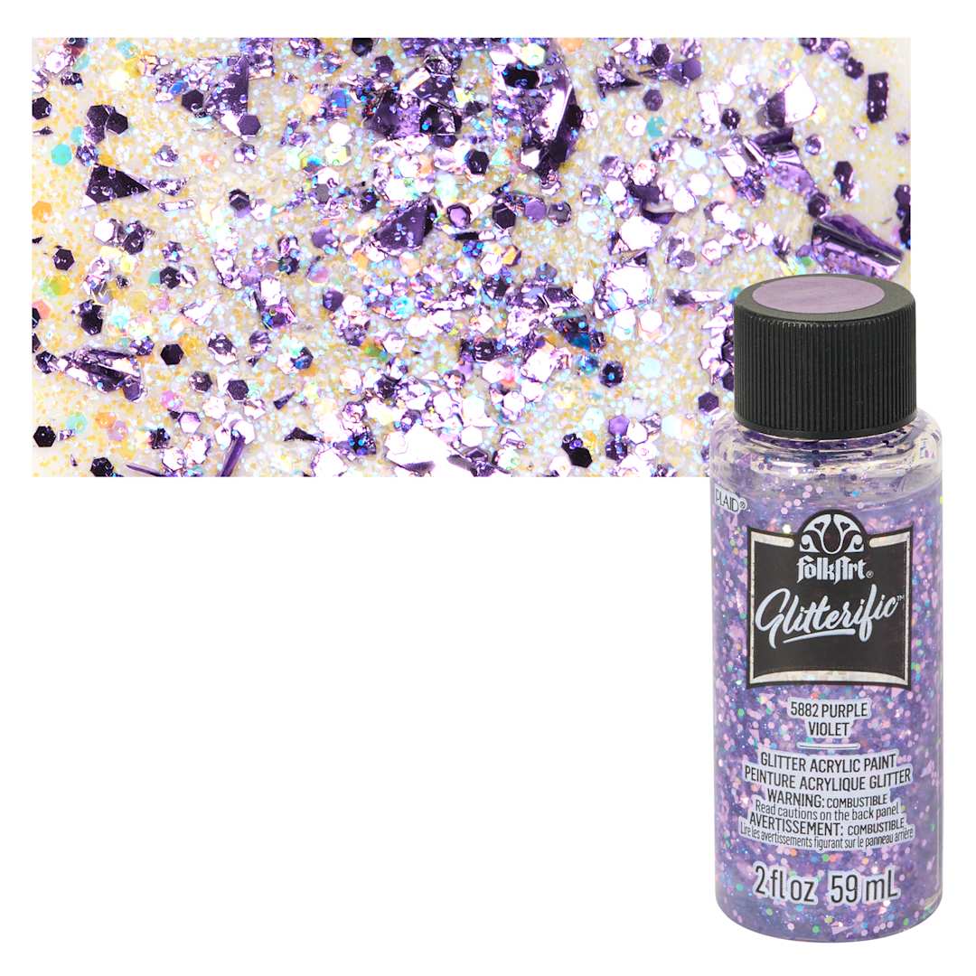 Open in modal - FolkArt Glitterific Acrylic Paint - Purple - Bottle and Swatch