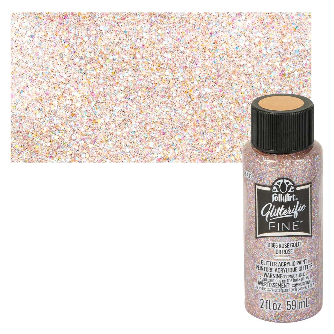 Open in modal - FolkArt Glitterific Fine Acrylic Paint - Rose Gold - Bottle and Swatch