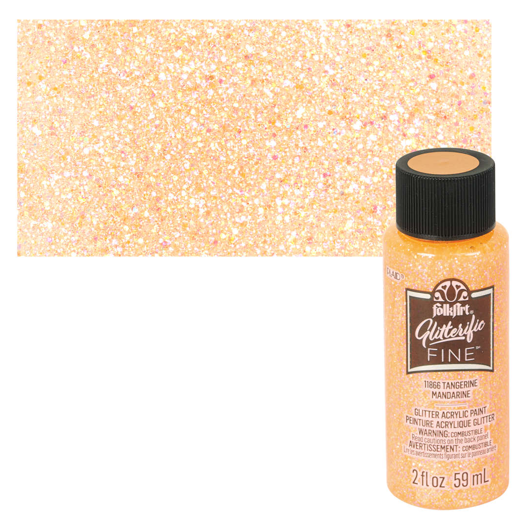 Open in modal - FolkArt Glitterific Fine Acrylic Paint - Tangerine - Bottle and Swatch