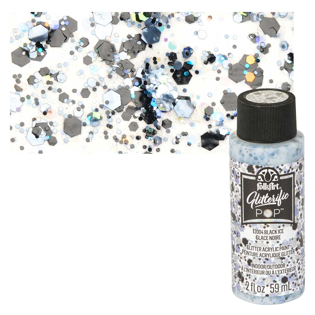 Open in modal - FolkArt Glitterific Pop Acrylic Paint - Dragon Scales - Bottle and Swatch