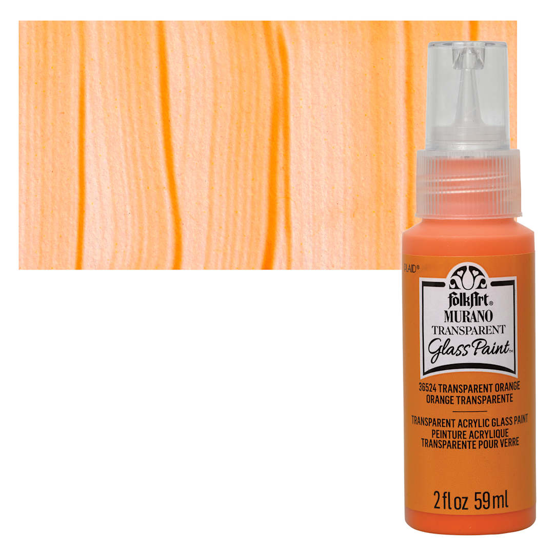 Open in modal - FolkArt Murano Glass Paint - Orange, 2 oz bottle and swatch