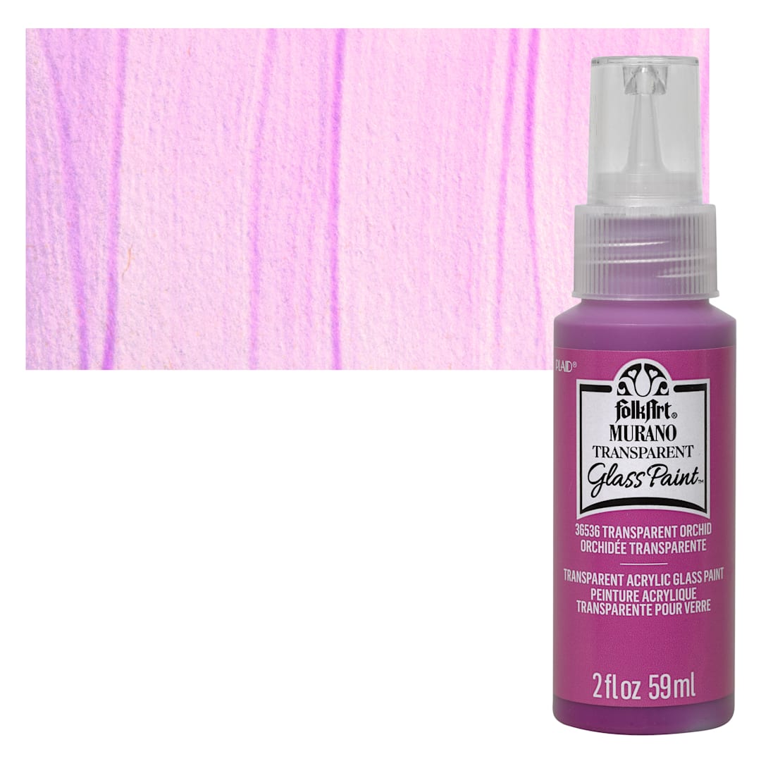 Open in modal - FolkArt Murano Glass Paint - Orchid, 2 oz bottle and swatch
