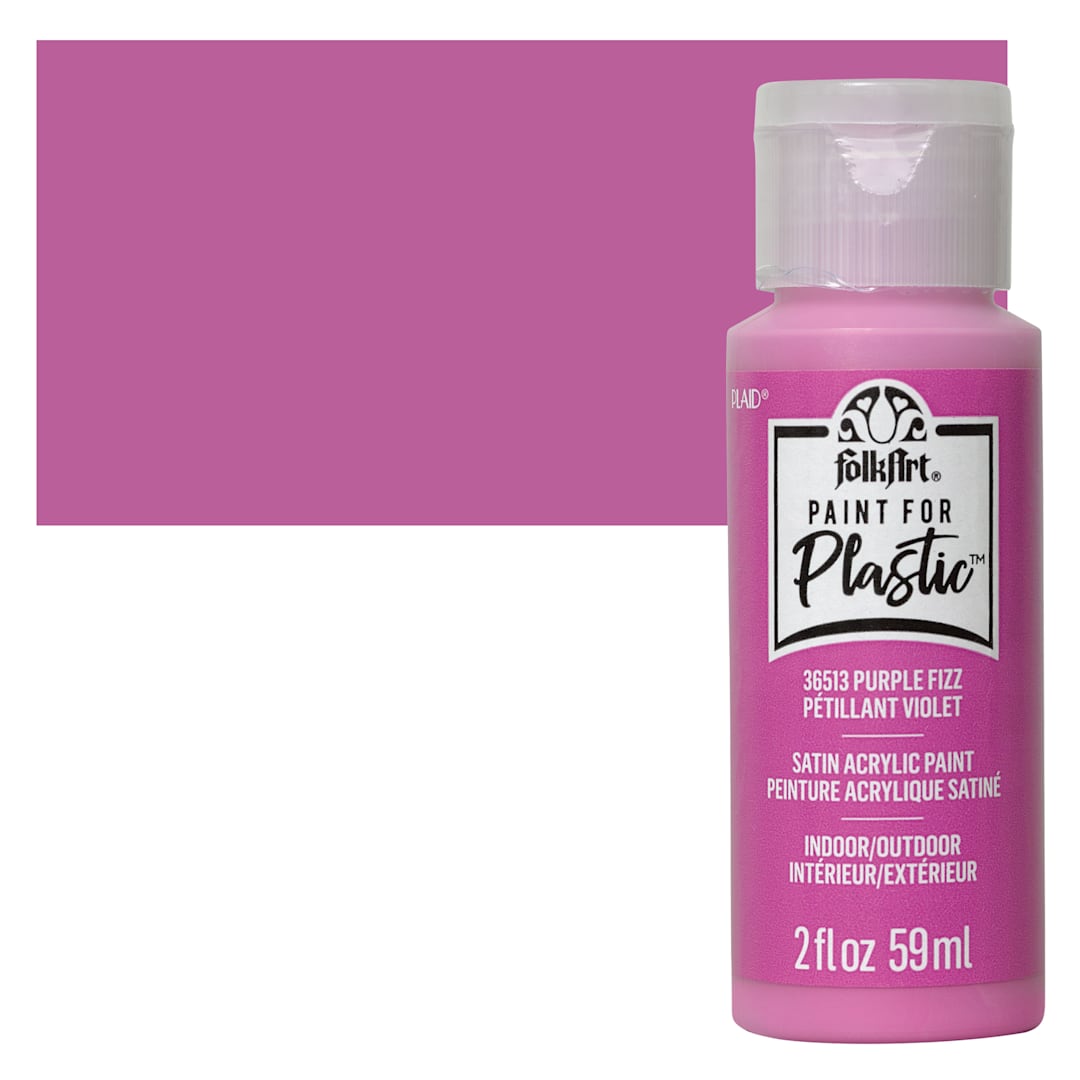 Open in modal - FolkArt Paint for Plastic - Purple Fizz, 2 oz bottle and swatch