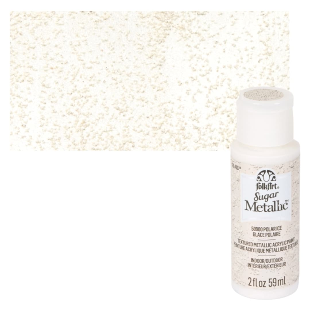 Open in modal - Plaid FolkArt Sugar Metallic Acrylic Paint - Polar Ice - Bottle and Swatch