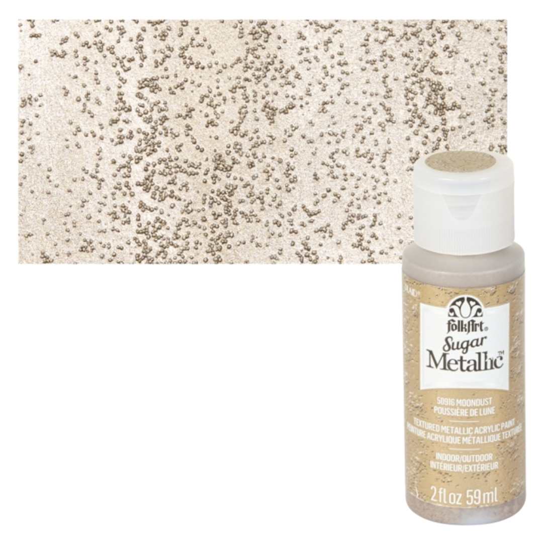 Open in modal - Plaid FolkArt Sugar Metallic Acrylic Paint - Moondust - Bottle and Swatch