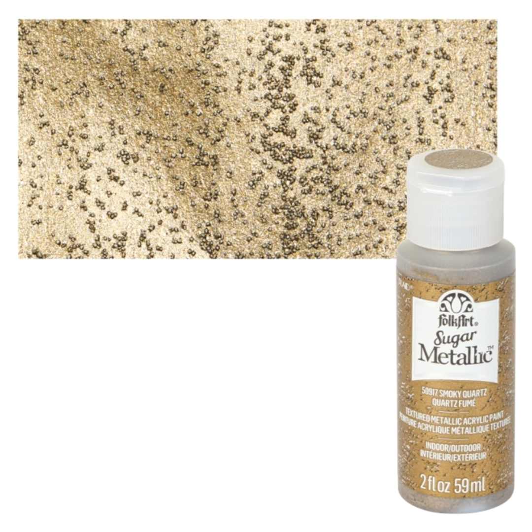 Open in modal - Plaid FolkArt Sugar Metallic Acrylic Paint - Smoky Quartz - Bottle and Swatch
