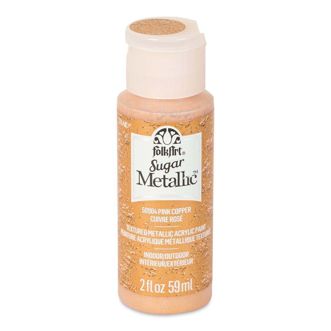 Open in modal - FolkArt Sugar Metallic Acrylic Paint - Pink Copper, 2 oz, Bottle - front