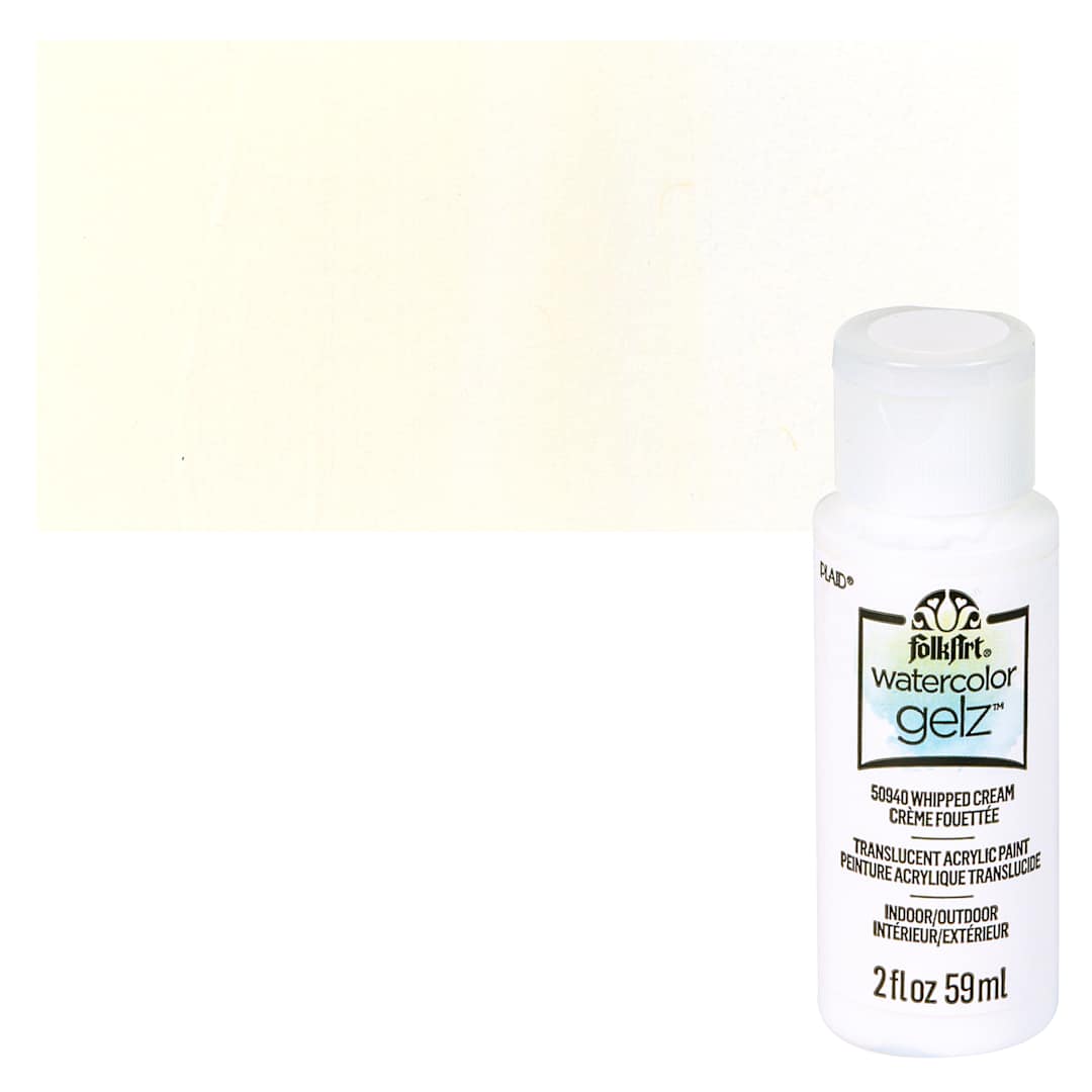 Open in modal - FolkArt Watercolor Gelz Acrylic Paint - Whipped Cream - Bottle and Swatch