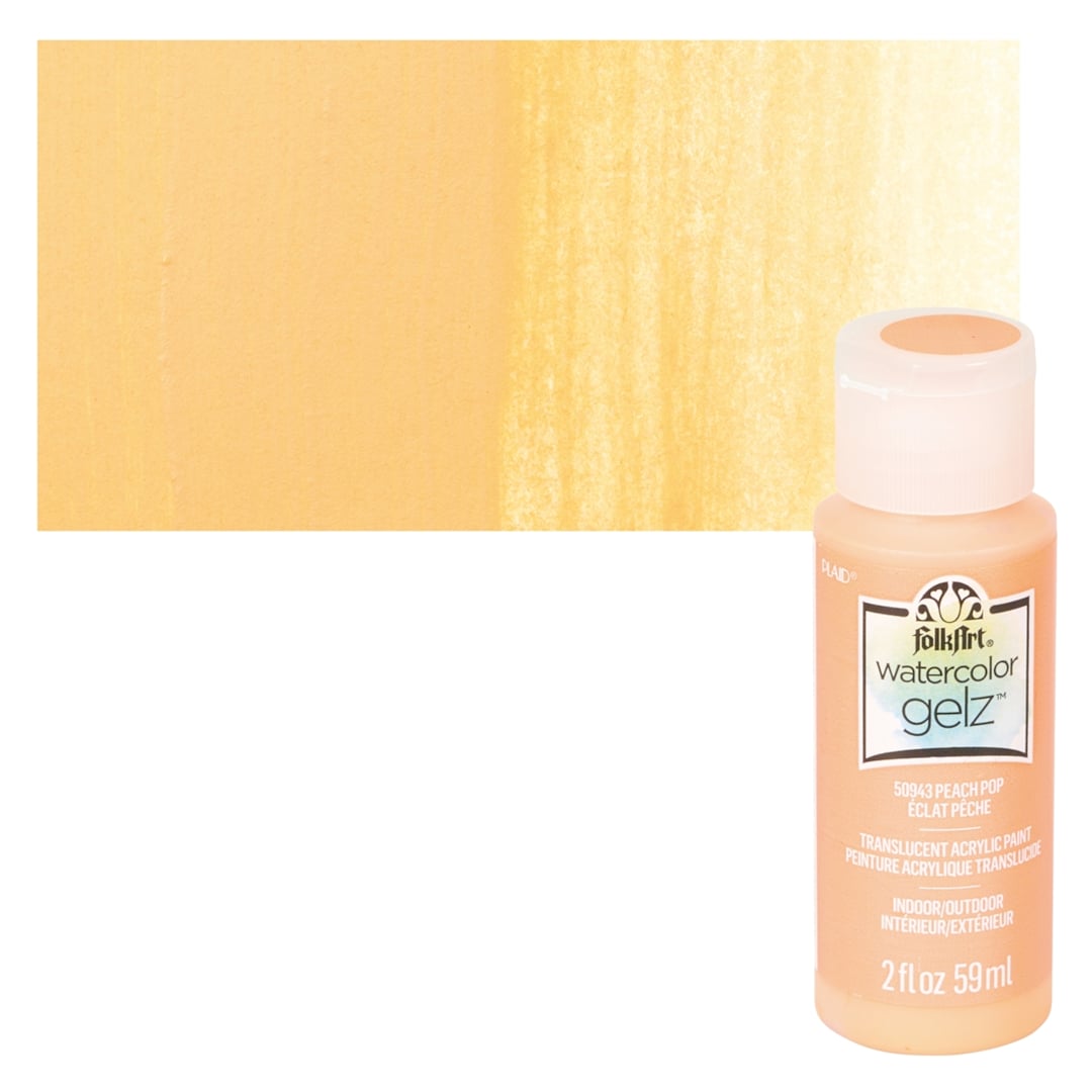 Open in modal - FolkArt Watercolor Gelz Acrylic Paint - Peach Pop - Bottle and Swatch