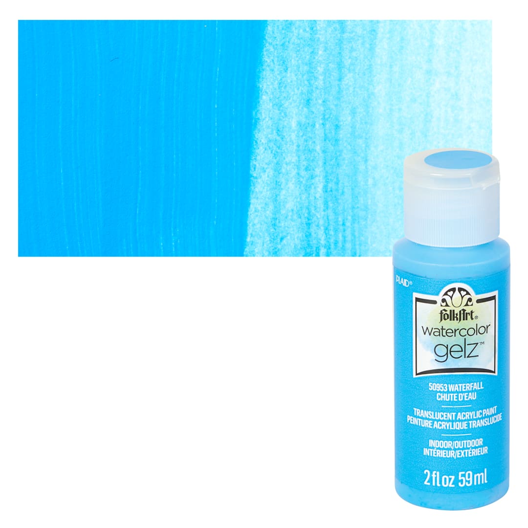 Open in modal - FolkArt Watercolor Gelz Acrylic Paint - Waterfall - Bottle and Swatch