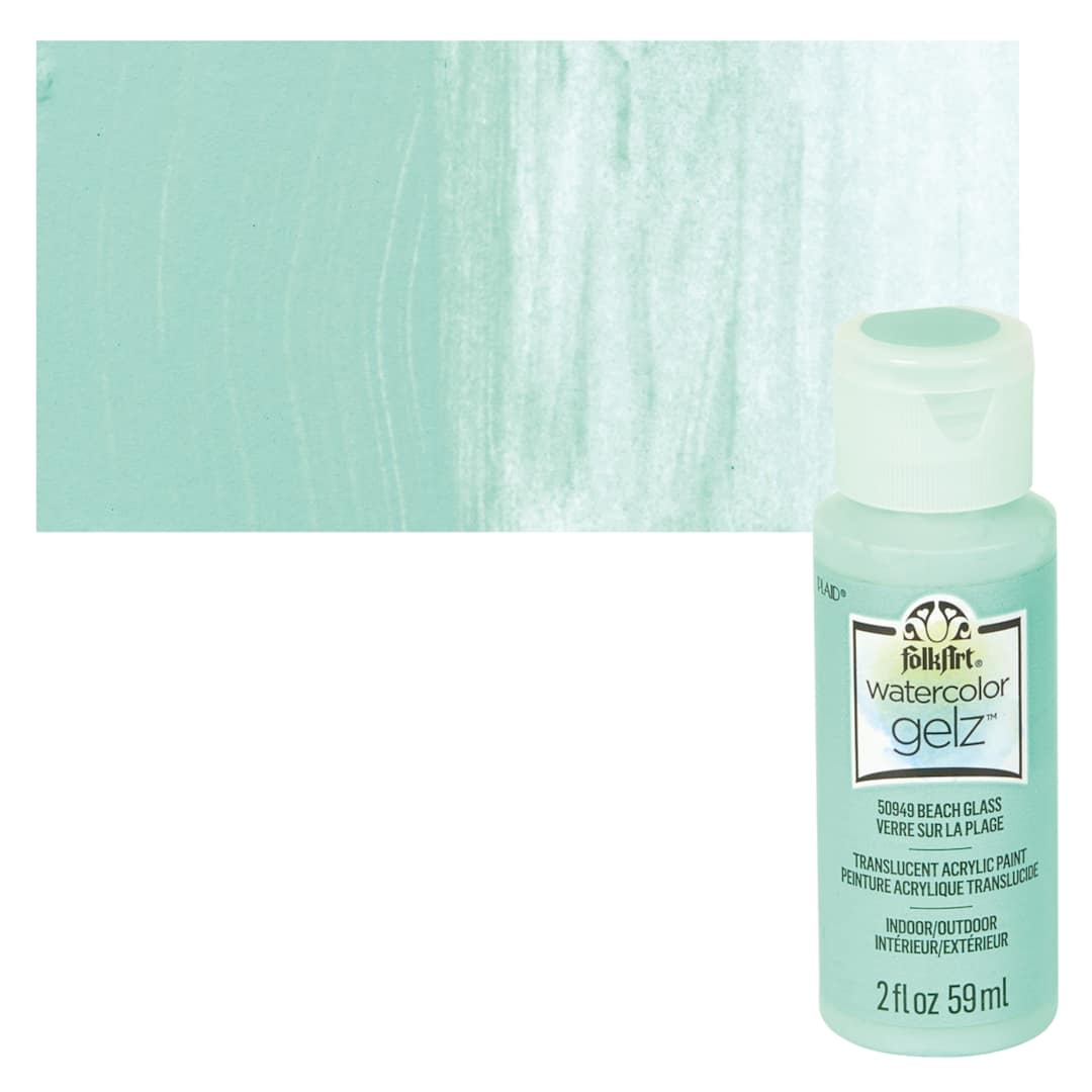 Open in modal - FolkArt Watercolor Gelz Acrylic Paint - Beach Glass - Bottle and Swatch