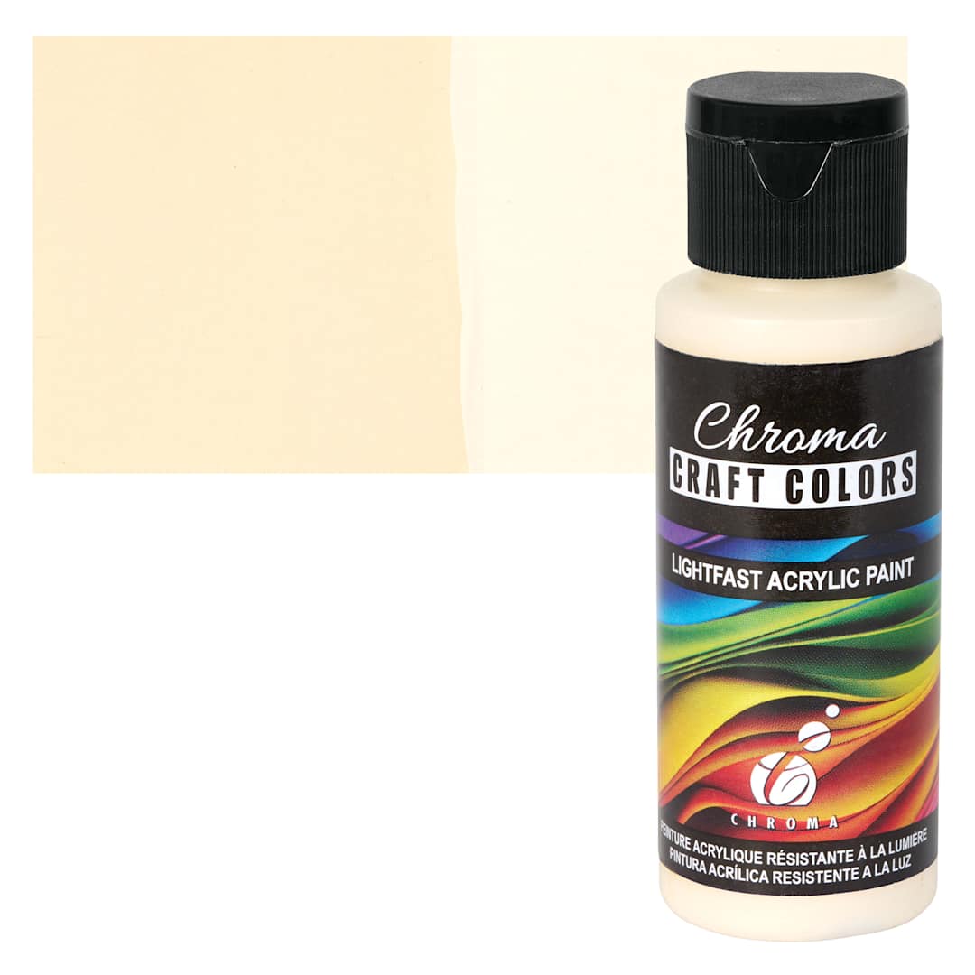Open in modal - Chroma Craft Colors Acrylic Paint - Antique Lace, swatch and bottle