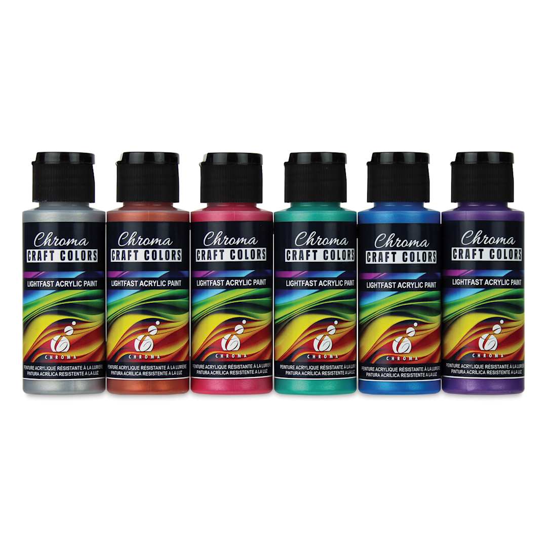 Open in modal - Chroma Craft Colors Acrylic Paints - Metallic Colors, Set of 6, 2 oz