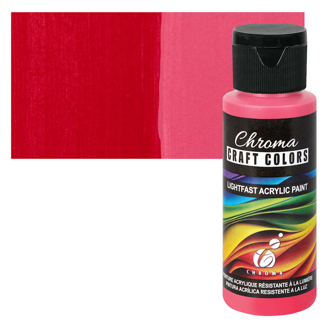 Open in modal - Chroma Craft Colors Acrylic Paint - Ruby Red, swatch and bottle