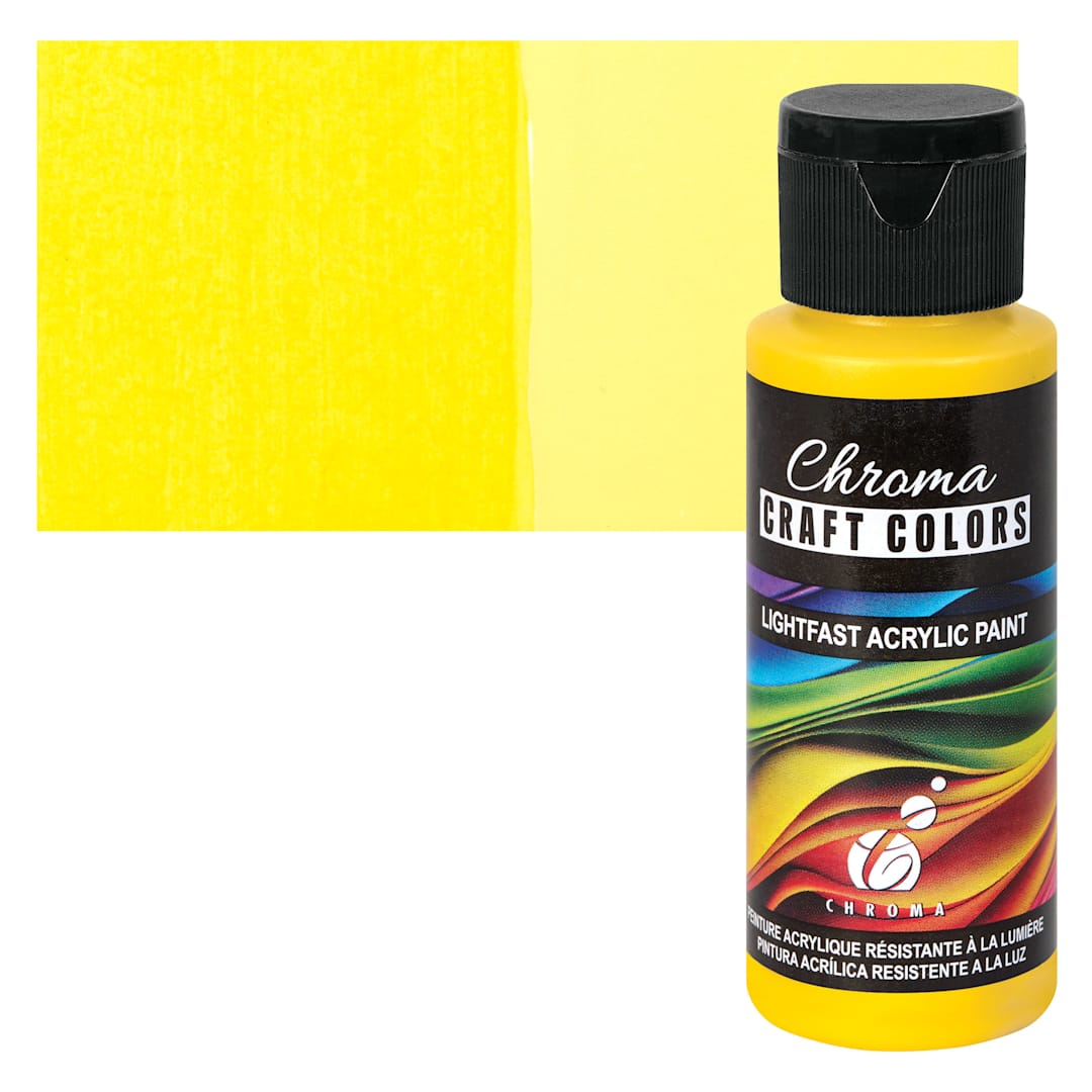 Open in modal - Chroma Craft Colors Acrylic Paint - Sunflower, swatch and bottle