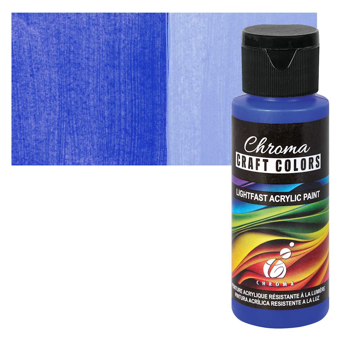 Open in modal - Chroma Craft Colors Acrylic Paint - Egyptian Blue, swatch and bottle