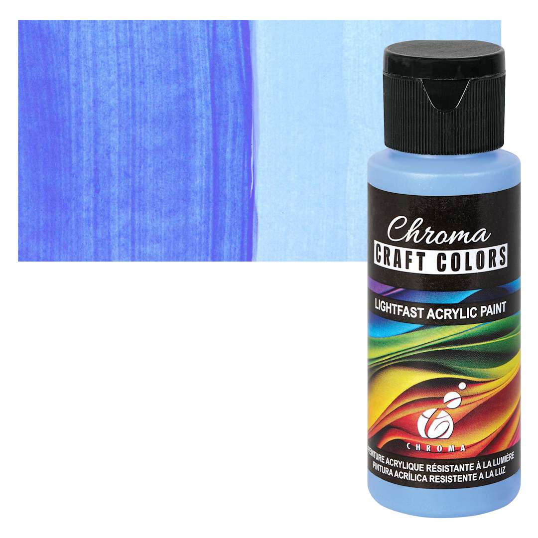 Open in modal - Chroma Craft Colors Acrylic Paint - Bluebell, swatch and bottle