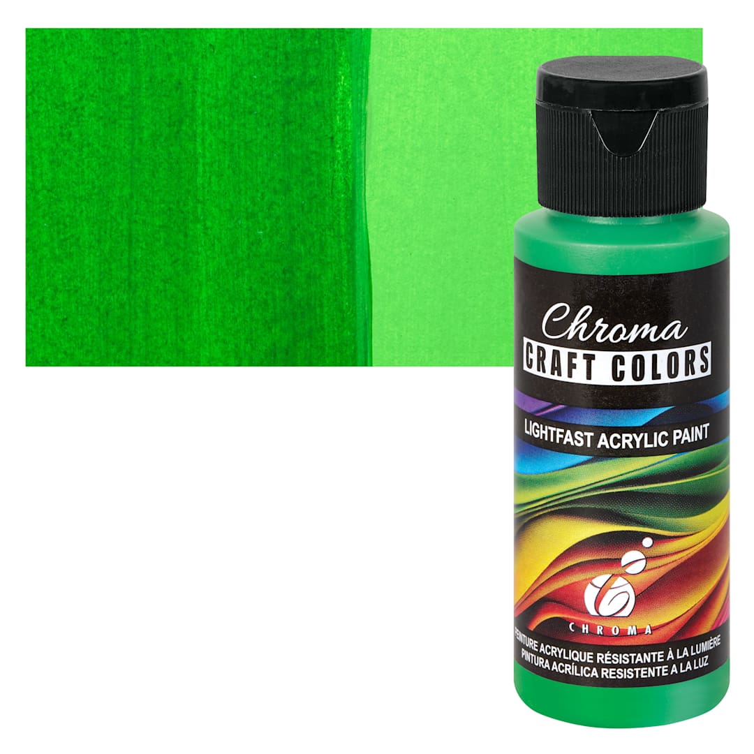 Open in modal - Chroma Craft Colors Acrylic Paint - Four-Leaf Clover, swatch and bottle