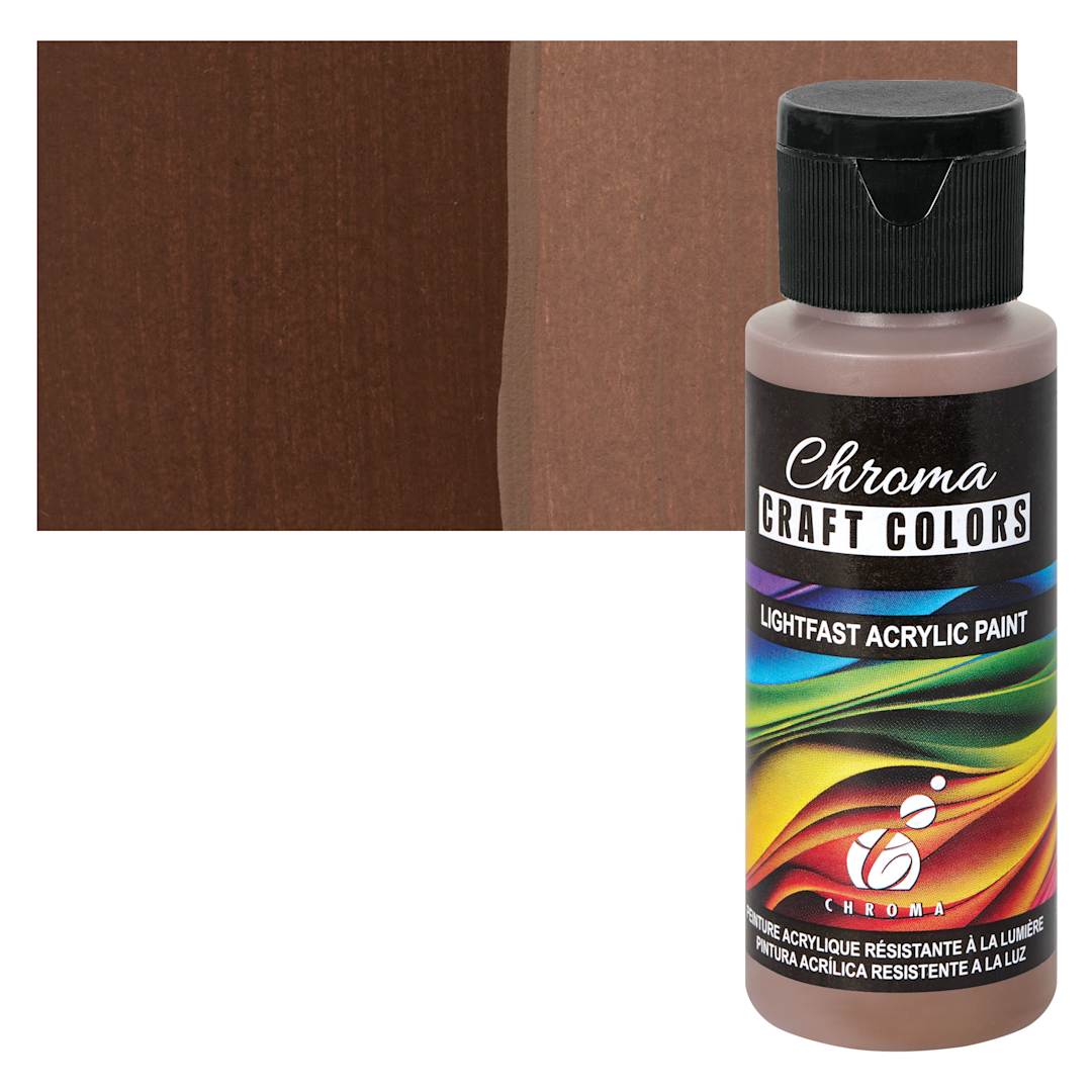 Open in modal - Chroma Craft Colors Acrylic Paint - Dark Walnut, swatch and bottle
