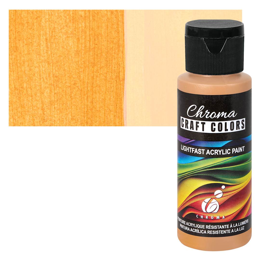 Open in modal - Chroma Craft Colors Acrylic Paint - Honey Maple, swatch and bottle