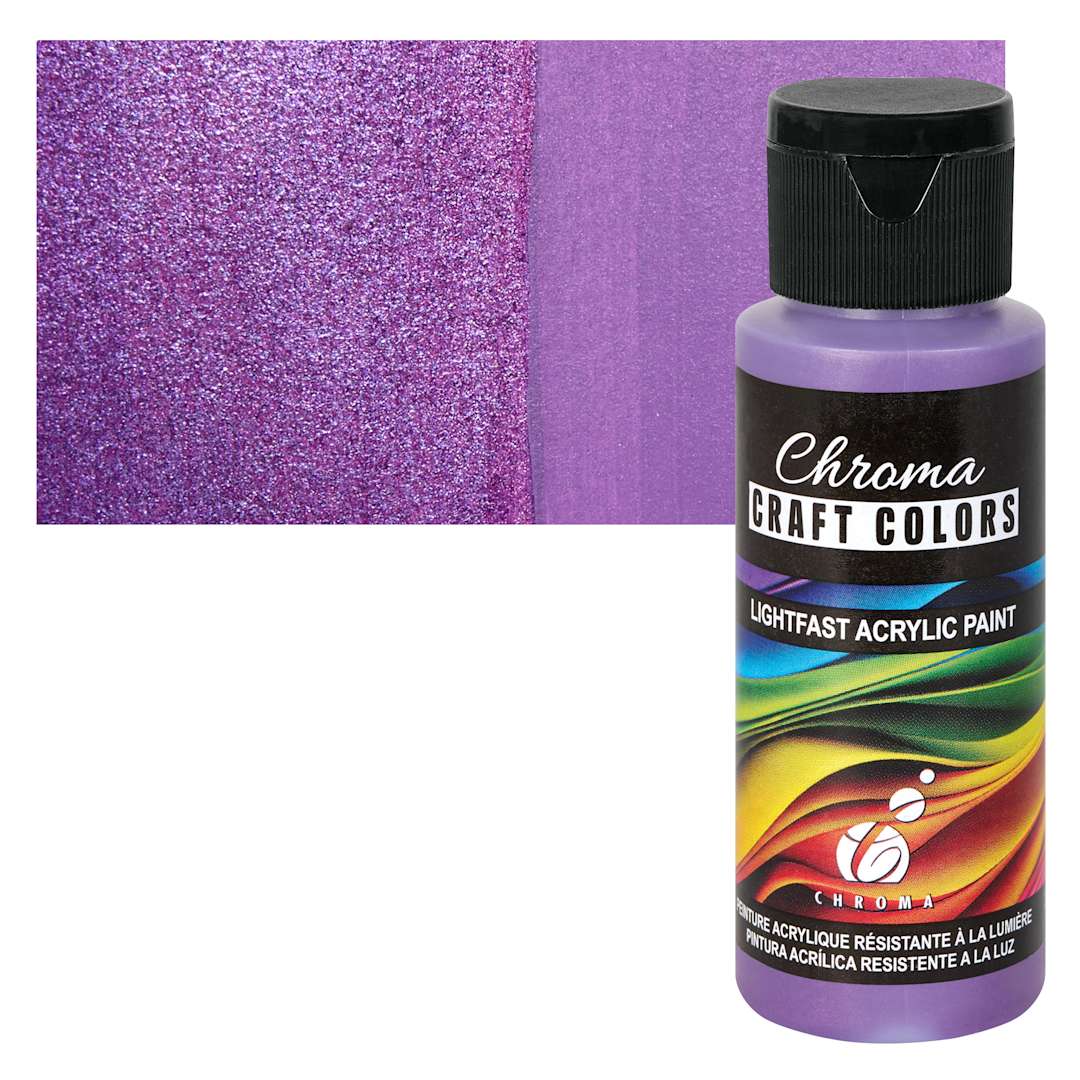 Open in modal - Chroma Craft Colors Acrylic Paint - Metallic Frosted Fairy, swatch and bottle