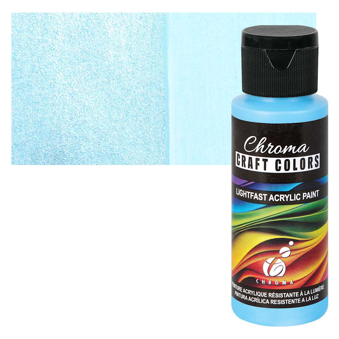 Open in modal - Chroma Craft Colors Acrylic Paint - Metallic Shimmering Pearl, swatch and bottle