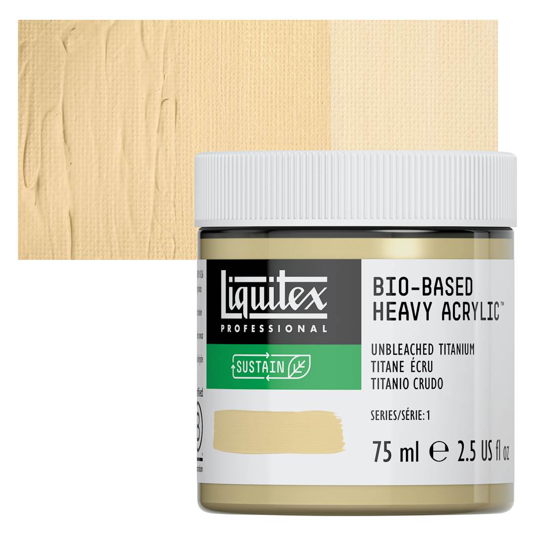 Open in modal - Liquitex Bio-Based Heavy Acrylic Paint - Unbleached Titanium, 75 ml jar and swatch