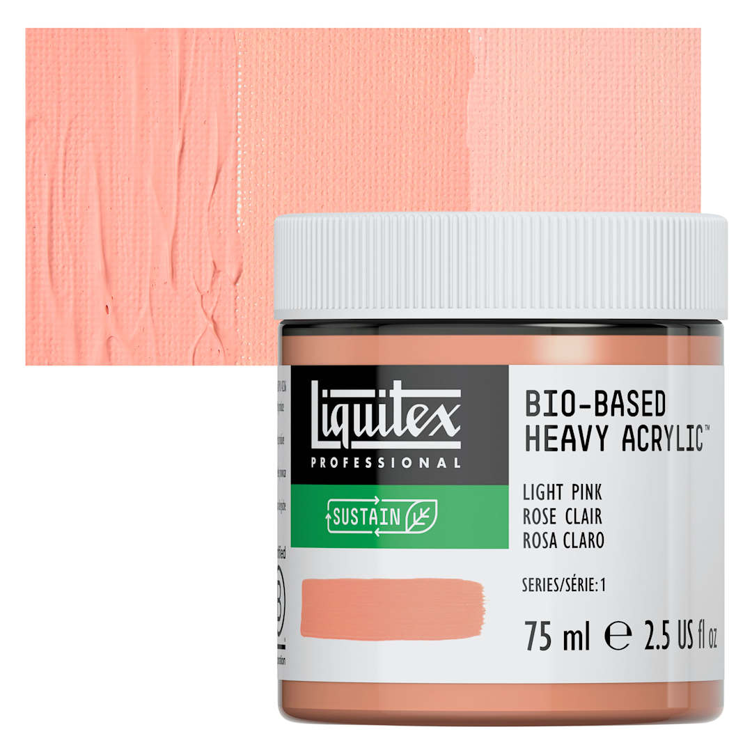 Open in modal - Liquitex Bio-Based Heavy Acrylic Paint - Light Pink, 75 ml jar and swatch