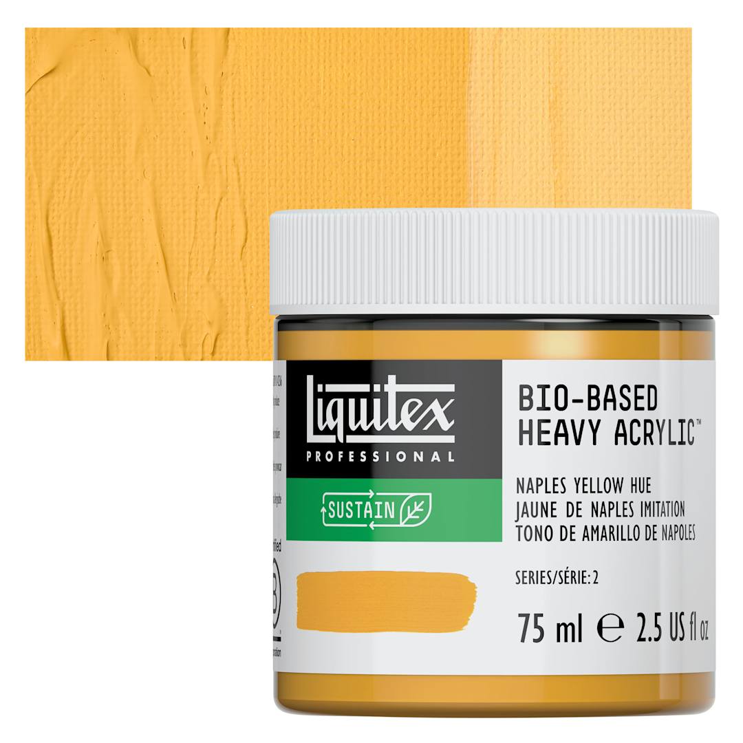 Open in modal - Liquitex Bio-Based Heavy Acrylic Paint - Naples Yellow Hue, 75 ml jar and swatch