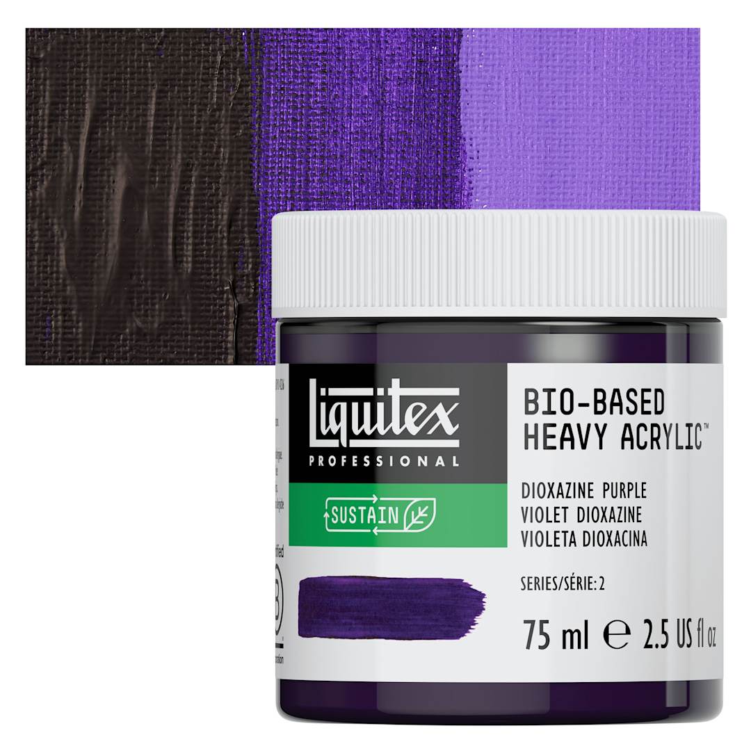 Open in modal - Liquitex Bio-Based Heavy Acrylic Paint - Dioxazine Purple, 75 ml jar and swatch