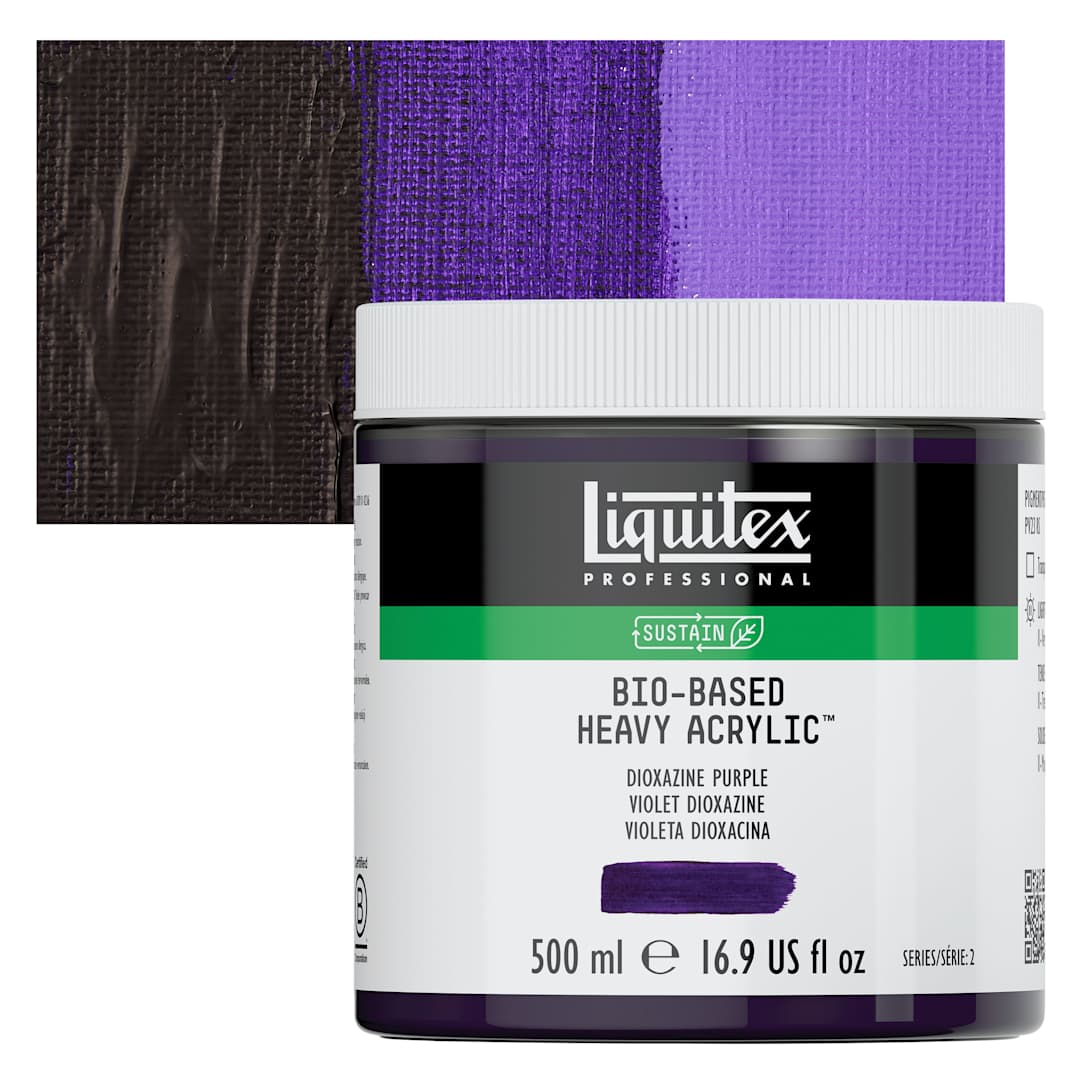 Open in modal - Liquitex Bio-Based Heavy Acrylic Paint - Dioxazine Purple, 500 ml jar and swatch