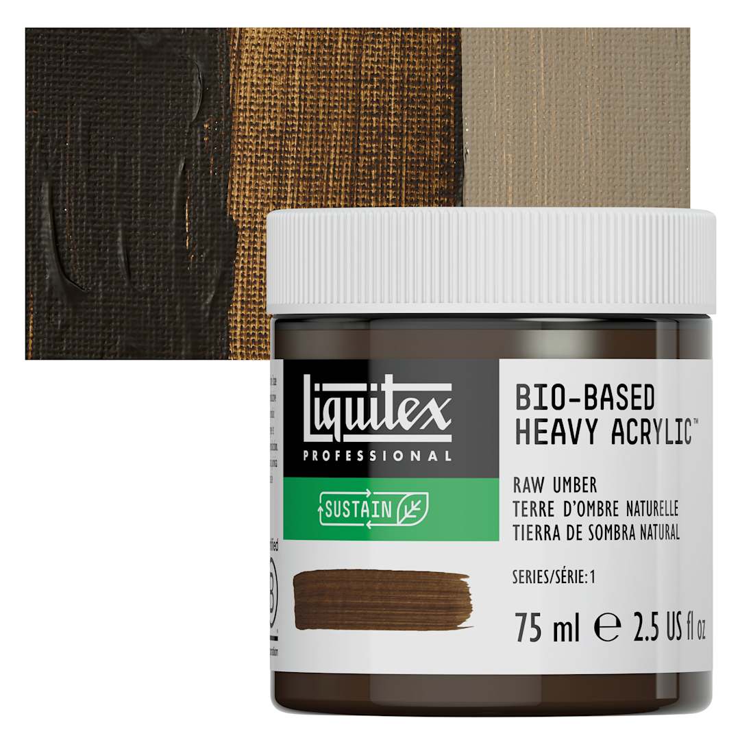 Open in modal - Liquitex Bio-Based Heavy Acrylic Paint - Raw Umber, 75 ml jar and swatch