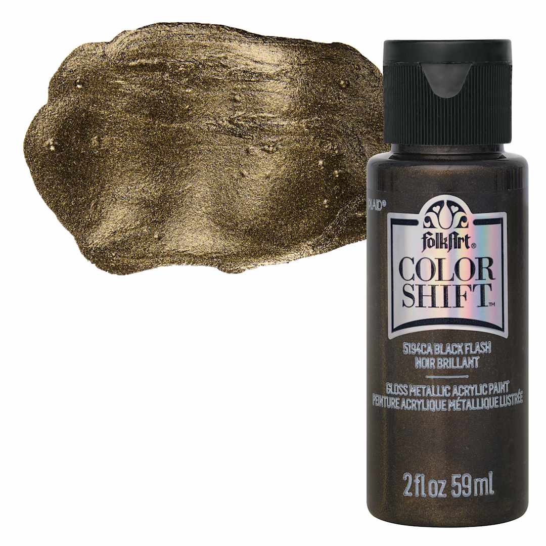 Open in modal - FolkArt Color Shift Paint - Black Flash, 2 oz, bottle and swatch