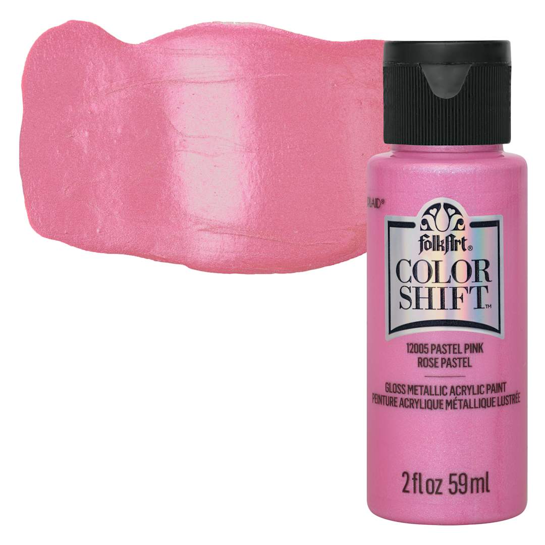 Open in modal - FolkArt Color Shift Paint - Pink Pastel, 2 oz, bottle with swatch
