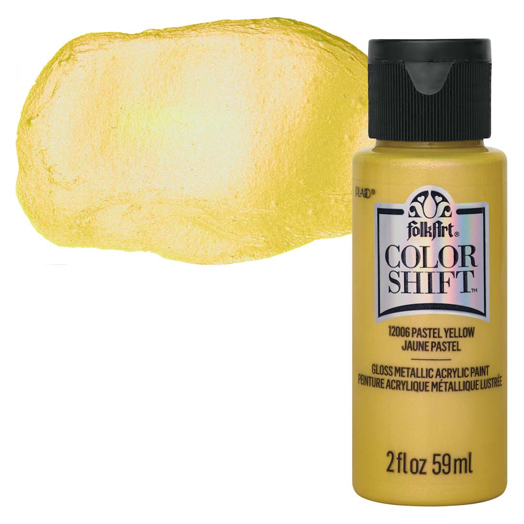 Open in modal - FolkArt Color Shift Paint - Yellow Pastel, 2 oz, bottle with swatch