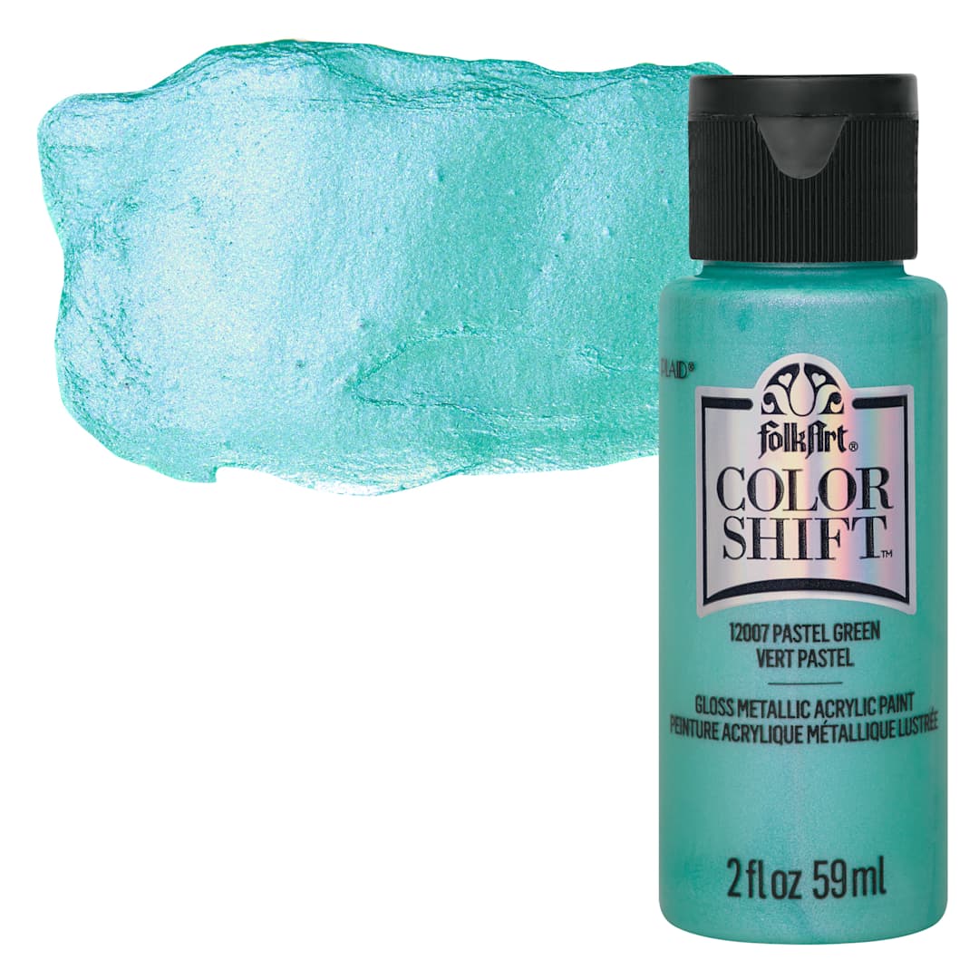 Open in modal - FolkArt Color Shift Paint - Green Pastel, 2 oz, bottle with swatch