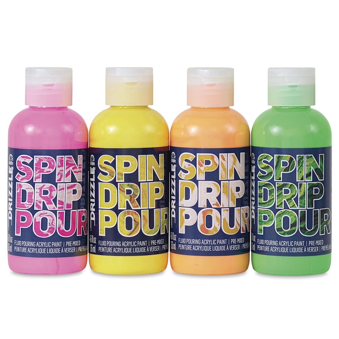Open in modal - FolkArt Drizzle Acrylic Pouring Paints - Set of 4, Neon Colors, 136 ml
