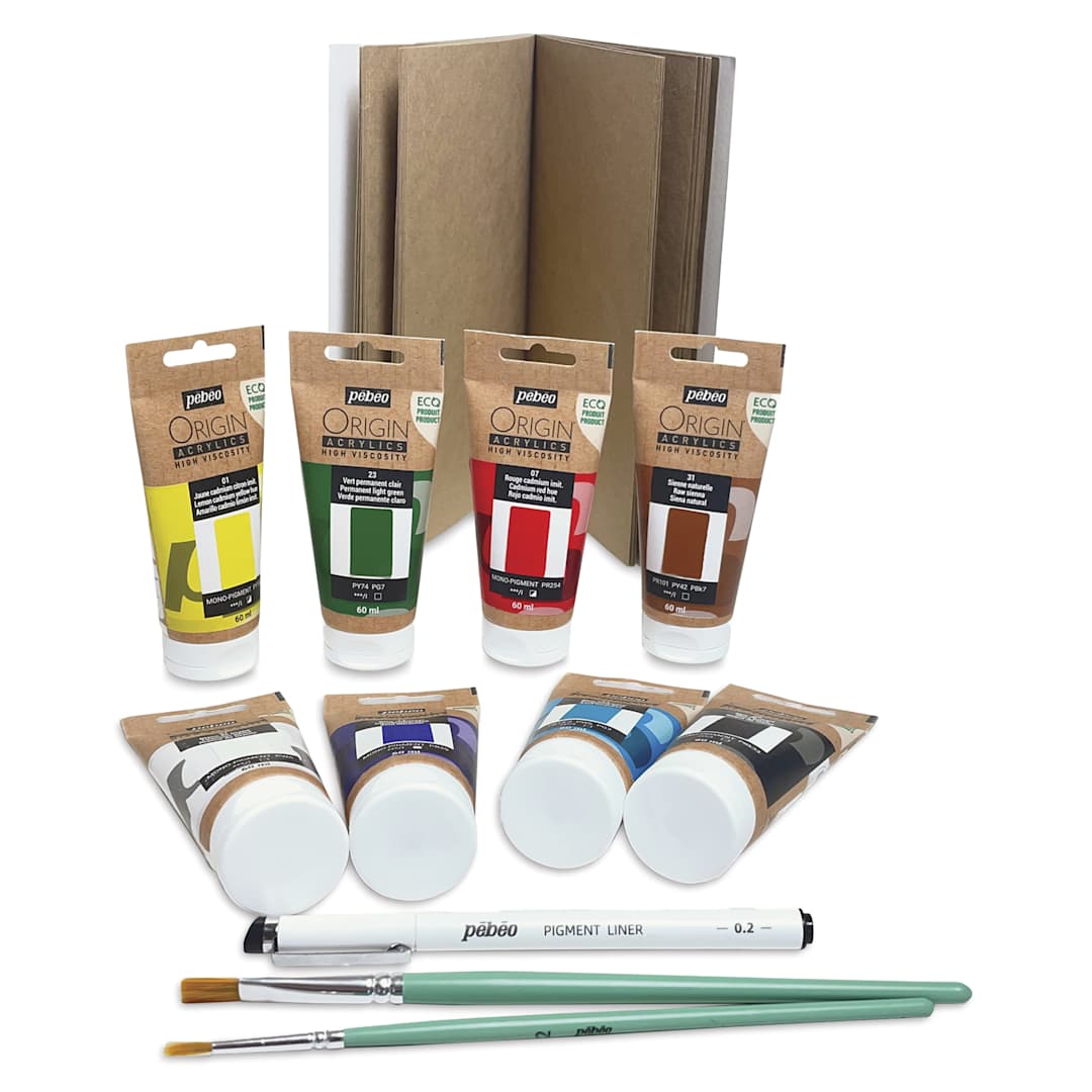 Open in modal - Pebeo Origin Acrylic Paints - Set of 12, Acrylic Collection Art Book Kit