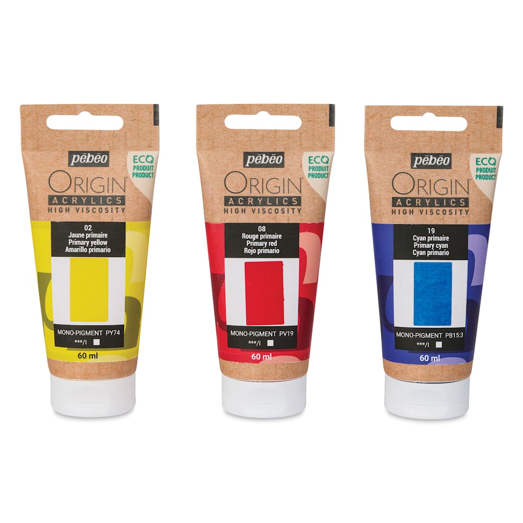 Open in modal - Pebeo Origin Acrylic Paints - Set of 3, Primary, 60 ml
