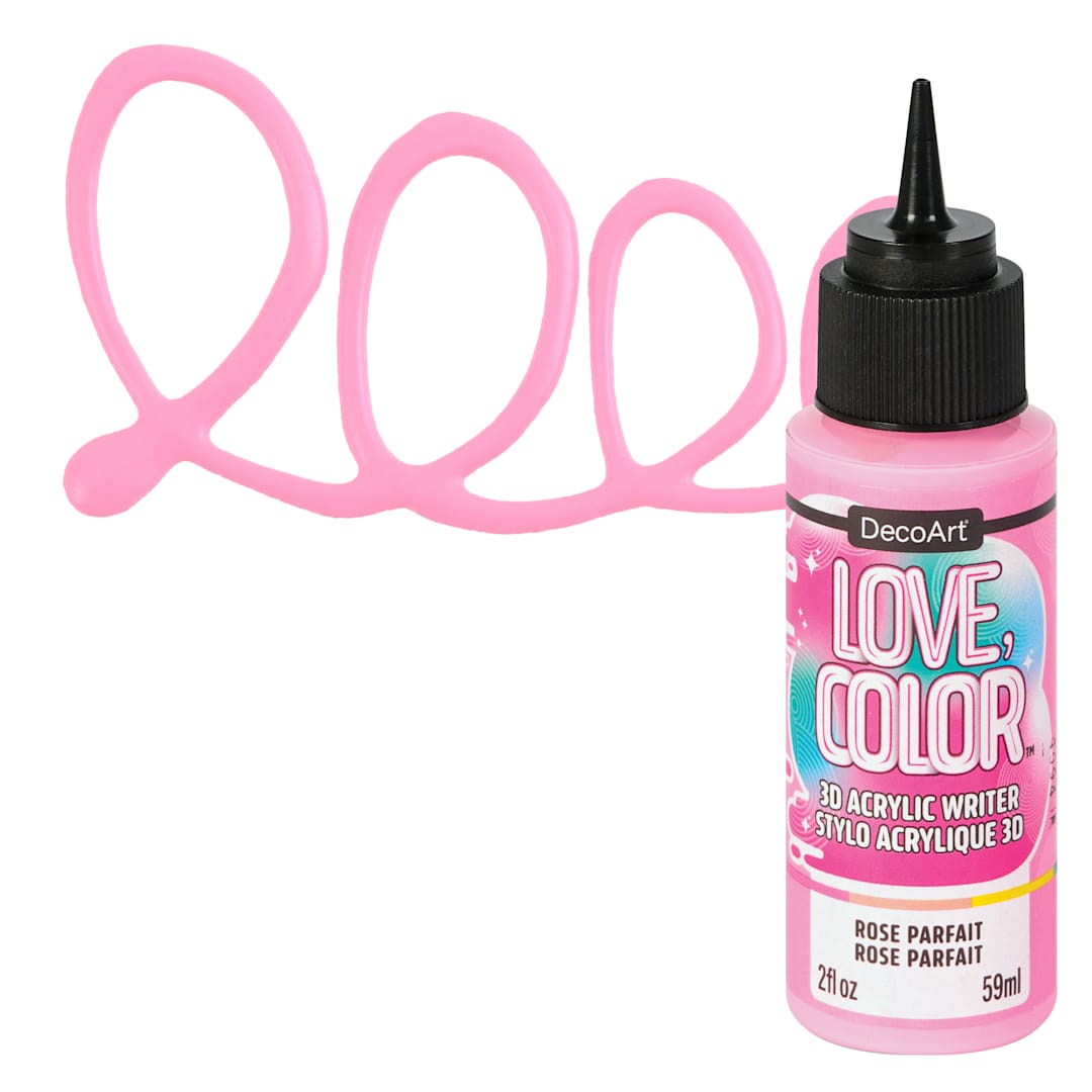 Open in modal - DecoArt Love, Color 3D Acrylic Writer - Rose Parfait, 2 oz bottle and swatch