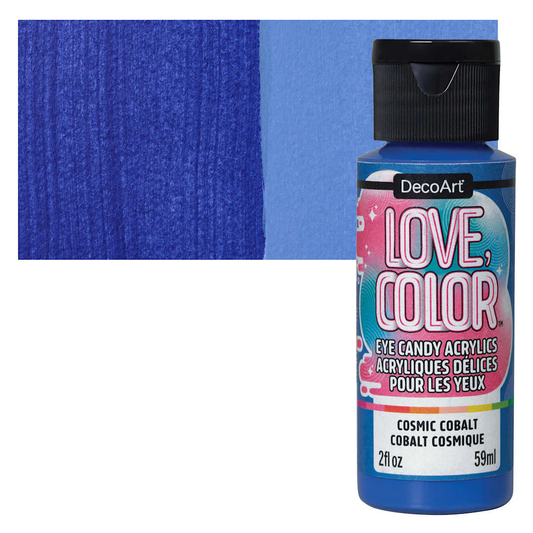 Open in modal - DecoArt Love, Color Acrylic Paint - Cosmic Cobalt, 59 ml bottle and swatch