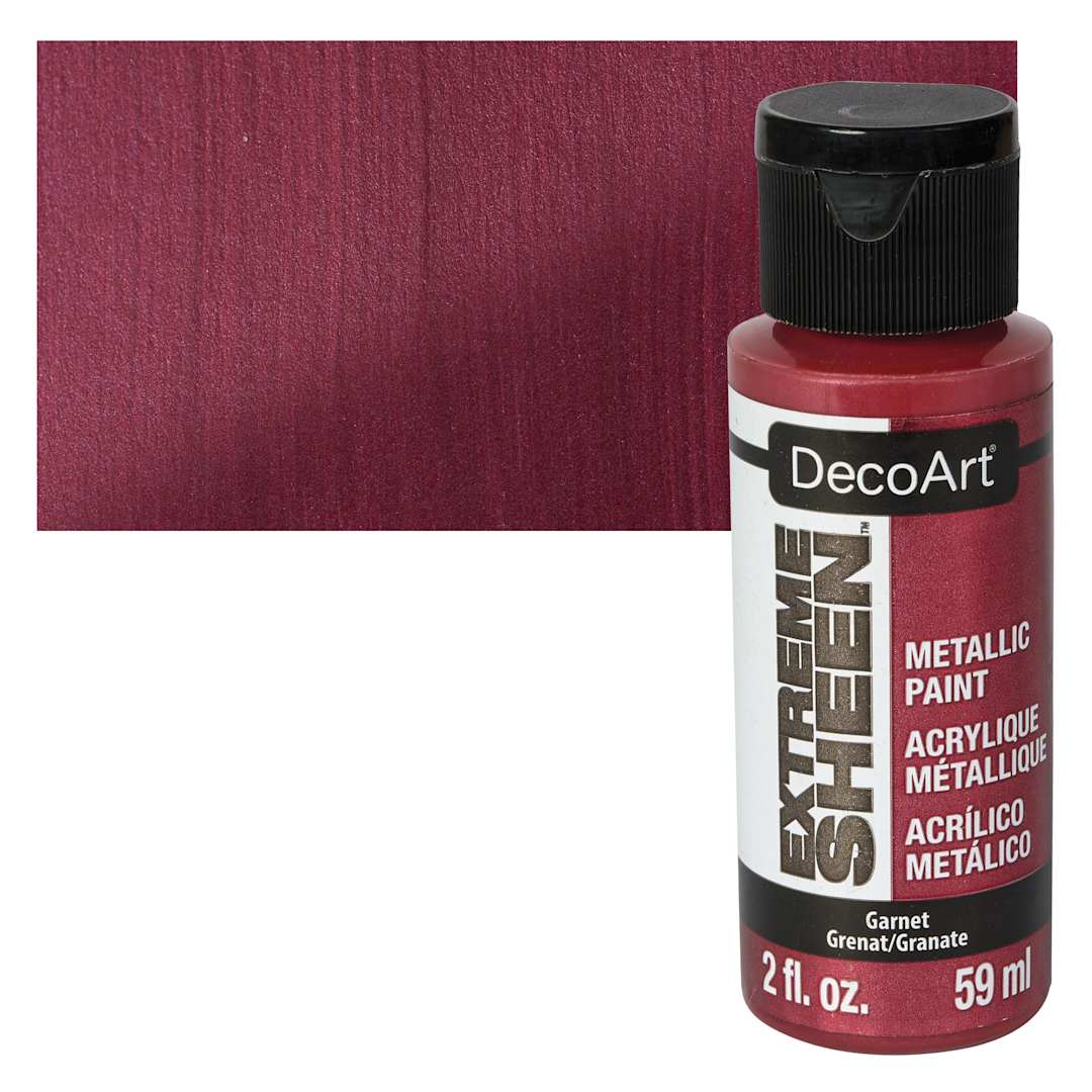 Open in modal - DecoArt Extreme Sheen Metallic Acrylic Paint - Garnet, 2 oz bottle and swatch