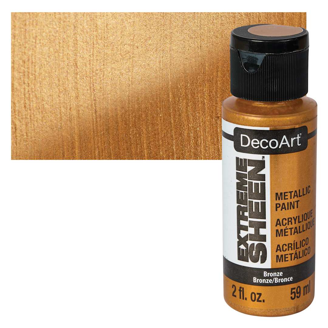 Open in modal - DecoArt Extreme Sheen Metallic Acrylic Paint - Bronze, 2 oz bottle and swatch