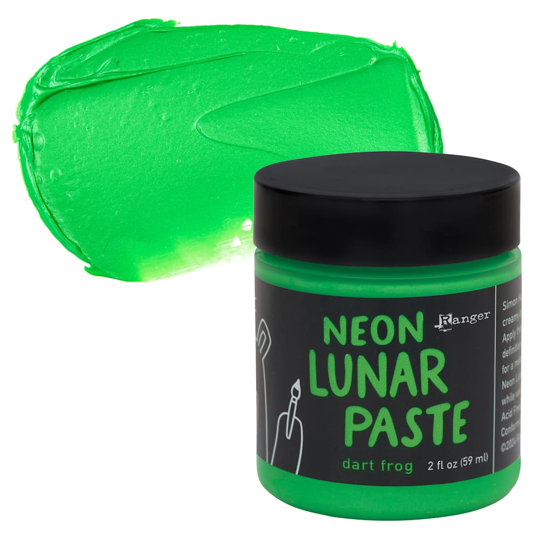 Open in modal - Simon Hurley Create Lunar Acrylic Paste - Dart Frog, Neon, 2 oz jar and swatch