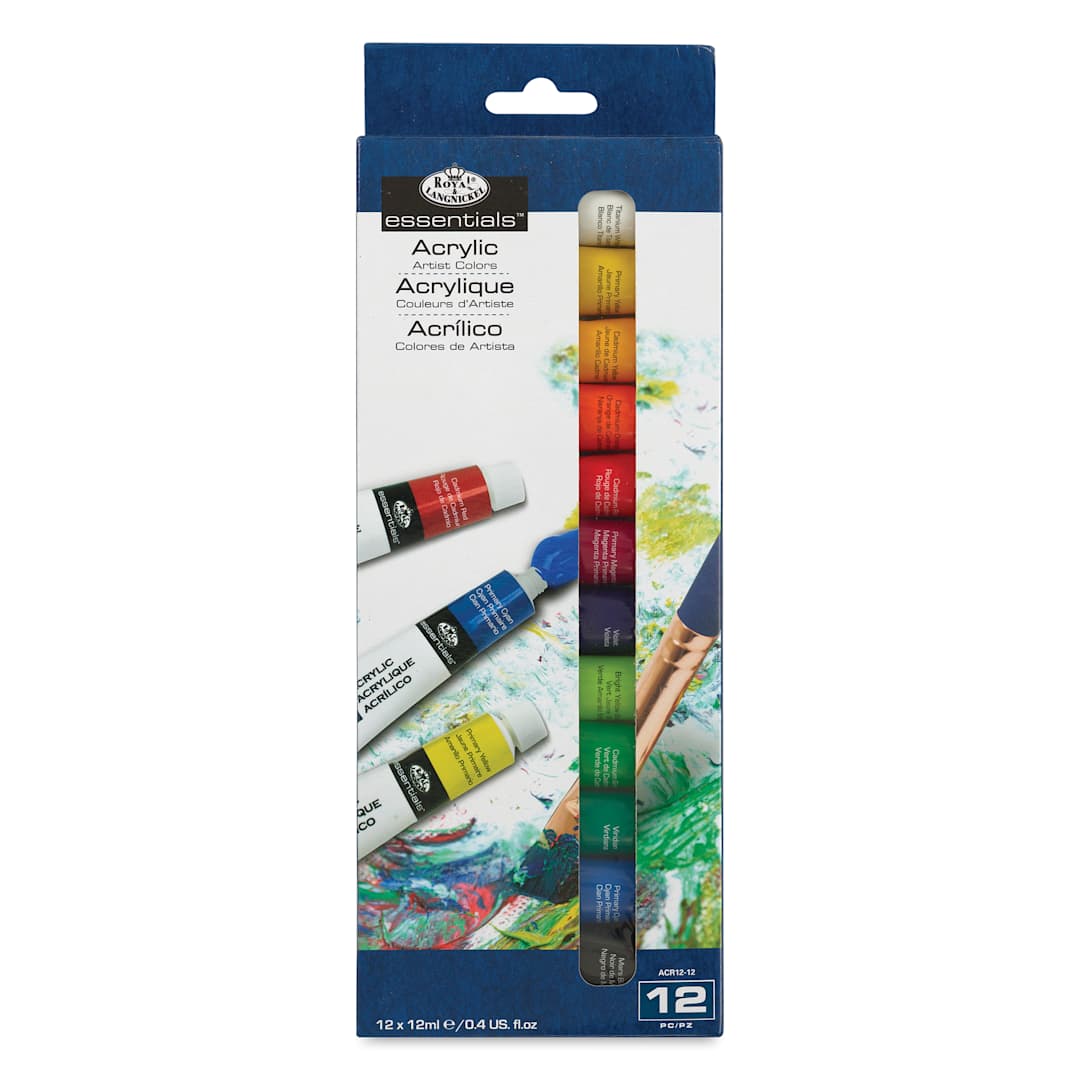 Open in modal - Royal & Langnickel Essentials Acrylic Paint - Standard Colors, Set of 12, 12 ml front of package