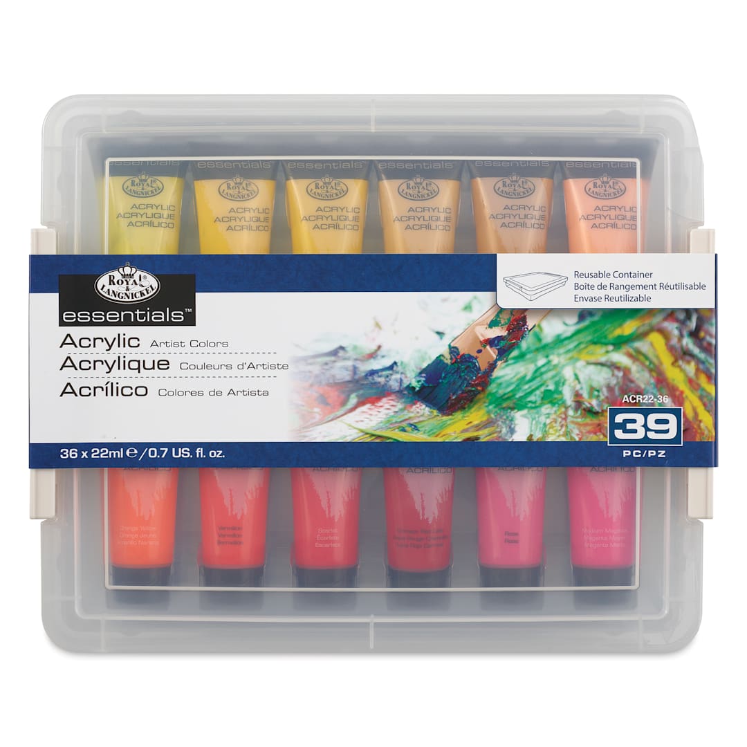 Open in modal - Royal & Langnickel Essentials Acrylic Paint - Assorted Colors, Set of 36, 22 ml front of package
