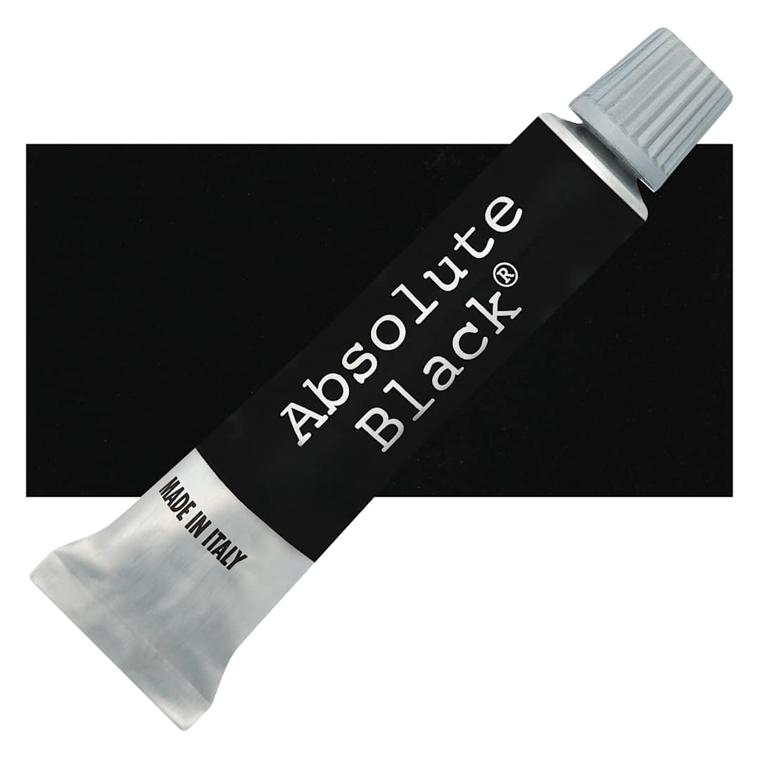 Open in modal - Absolute Black Acrylic Paint - 20 ml tube and swatch